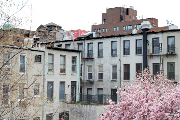 Brooklyn apartment buildings in spring