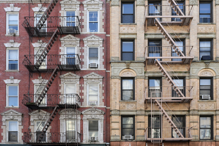 NYC apartment building fire escapes
