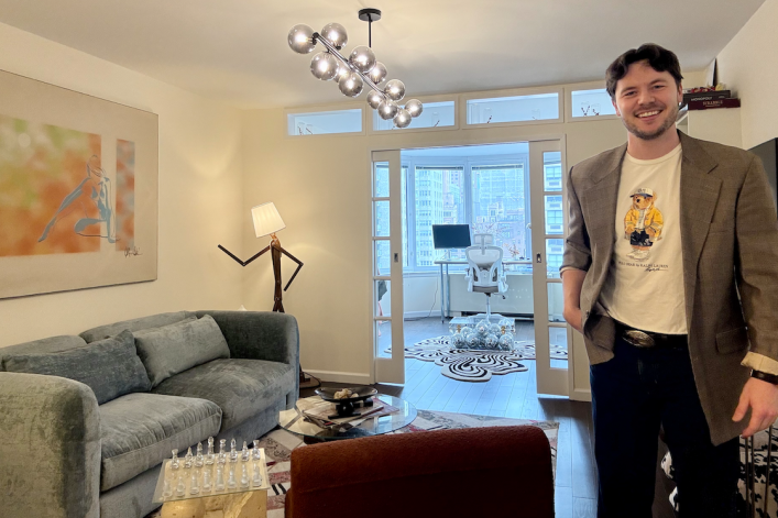 Dylan in his Murray Hill apartment