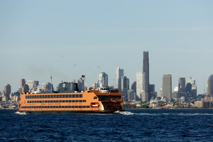 NYC harbor with Staten Island ferry