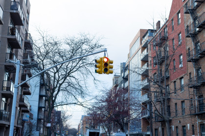 Traffic light in Brooklyn, New York - stock photo