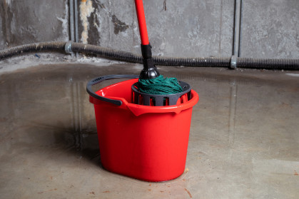 Bucket with mob in flooded basement or electrical room