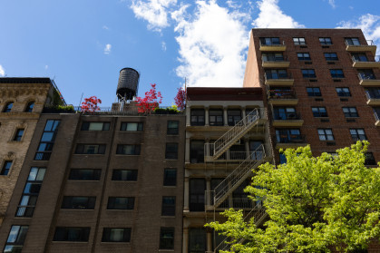 Residential Buildings with a Water Tower in the East Village of New York City