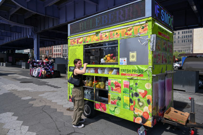 Juice Bar underneath FDR Drive at the South Street Viaduct in Manhattan, New York City.