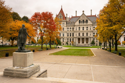 State Capitol Building Statehouse Albany New York Lawn Landscaping stock photo