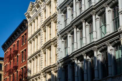 The exterior of apartment buildings in SoHo.