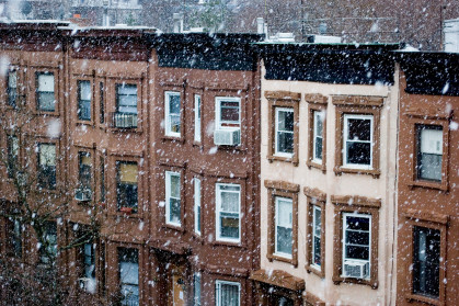 Brooklyn Brownstones in the first snow.