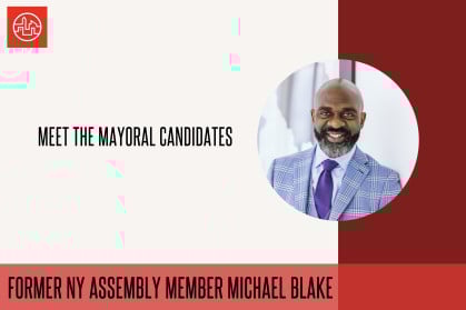 A graphic of Michael Blake