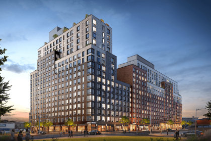 A rendering of the two buildings in Inwood, Manhattan