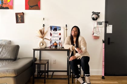 A photo of Anasthasia in her Brooklyn apartment.