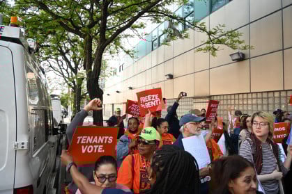 Tenant protest outside Rent Guidelines Board preliminary vote