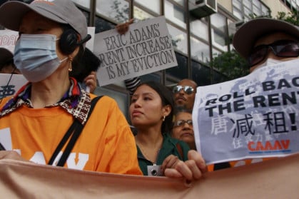 ​Samantha Bravo and CAAAV: Organizing Asian Communities rally at a Rent Guidelines Board hearing