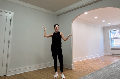 Rachel's one-bedroom co-op apartment is newly renovated.