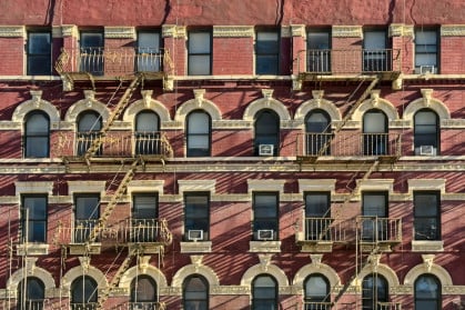Brick exterior of a building in Chelsea, Manhattan