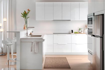 IKEA's core SEKTION kitchen base and high-gloss RINGHULT