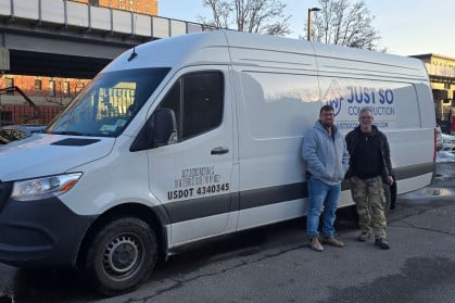 Shimon Olesker and Mark Seidenfeld, founders of Just SO Constructionwith a company van