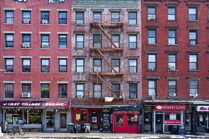 Apartment buildings in the East Village