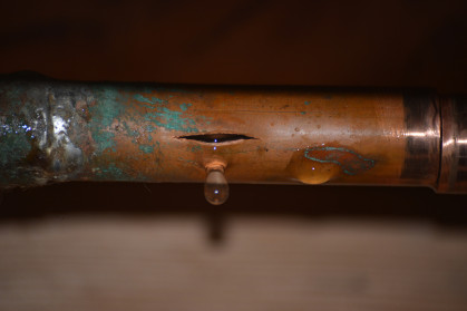 dripping copper pipe