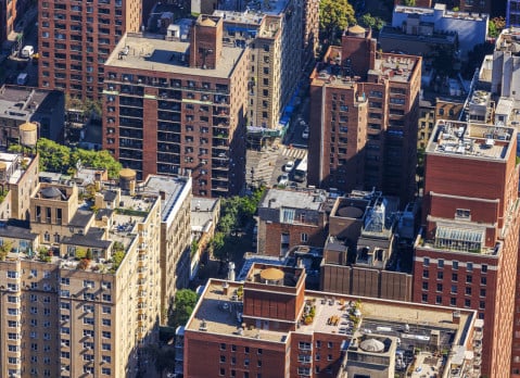 Aerial view of NYC residential buildings