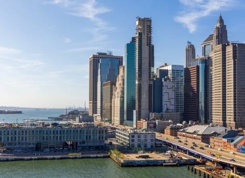 Lower Manhattan seen from the Brooklyn Bridge