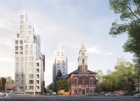 The 14-story Nine Chapel luxury condominium is a new development in Downtown Brooklyn.