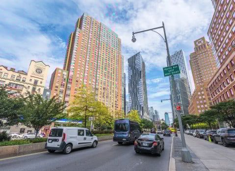 Apartment buildings on Flatbush Avenue in Brooklyn.