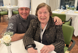 Barbara Fleischman with Chef Jim at Sunrise at 56th