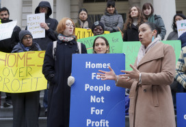 A rally in support of the End Toxic Flipping Act at City Hall