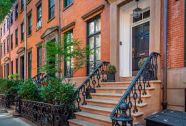 Brick townhouses in NYC