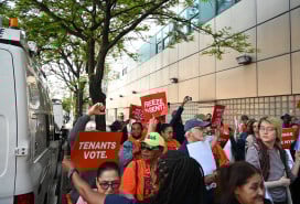 Tenant protest outside Rent Guidelines Board preliminary vote