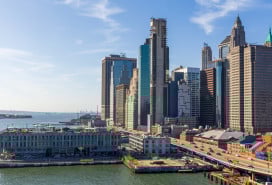 Lower Manhattan seen from the Brooklyn Bridge