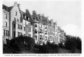 Residential buildings along 76th Street and Riverside Park in the late 19th century.