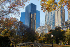 Manhattan apartment buildings seen from Central Park