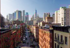 view of Chinatown and Manhattan skyscrapers