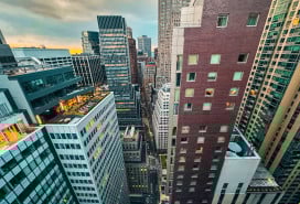 Aerial view of Manhattan residential buildings