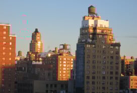 Manhattan downtown skyline at sunrise