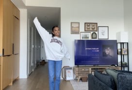 Grace in her Greenpoint apartment