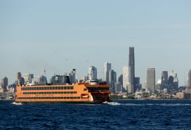 NYC harbor with Staten Island ferry