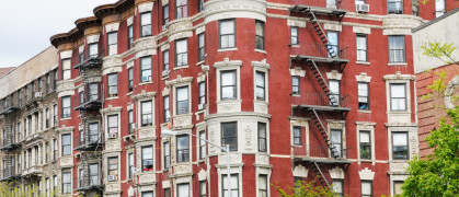 Red brick apartment building Harlem NYC