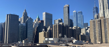 Manhattan skyline from Brooklyn Bridge, New York City