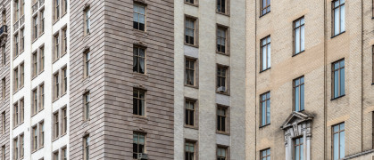 Window pattern in facade of residential buildings