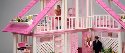 Barbie’s 1986 dream house, with a Barbie in it.