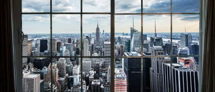 Real Estate View Manhattan NYC Window Empire State Building stock photo