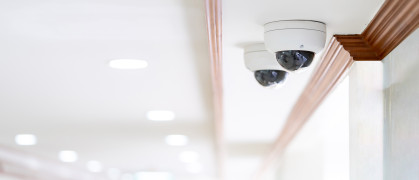 CCTV camera is installed inside a building.