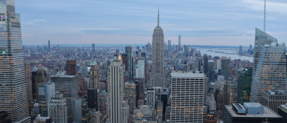 NYC skyline at dusk