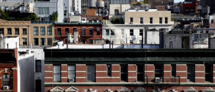 High up views of SoHo district in New York City.