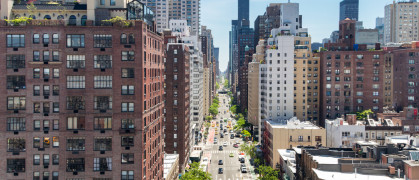 Overhead view First Avenue with traffic in Manhattan