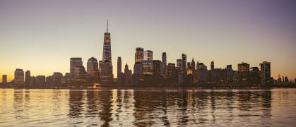 New York city skyline at sunrise