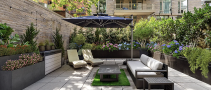 A one-bedroom condo with a 800-square-foot landscaped terrace in Hell's Kitchen A one-bedroom condo with a 800-square-foot landscaped terrace in Hell's Kitchen