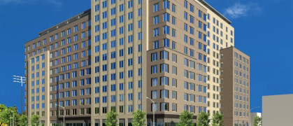 A rendering of the 13-story building at the corner of Logan Street and Atlantic Avenue.  A rendering of the 13-story building at the corner of Logan Street and Atlantic Avenue.